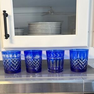 Imperial Estate Crystal Cobalt Cut- to-Clear “Triumph” 16 oz Glasses